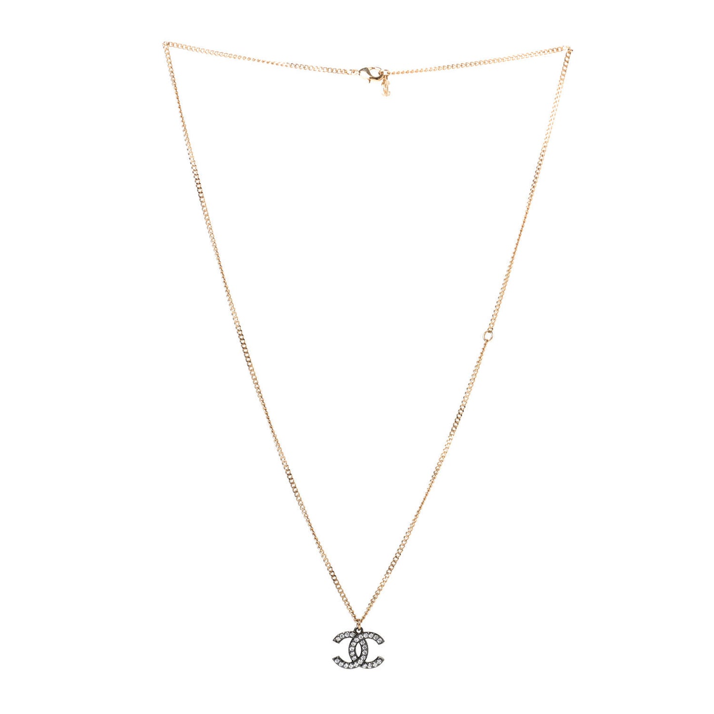 Crystal CC Pendant Necklace Gold