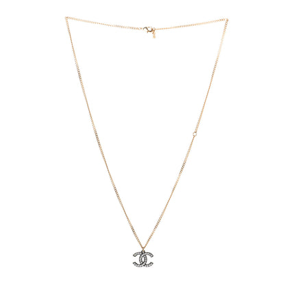 Chanel Crystal CC Pendant Necklace Gold 2 of 4