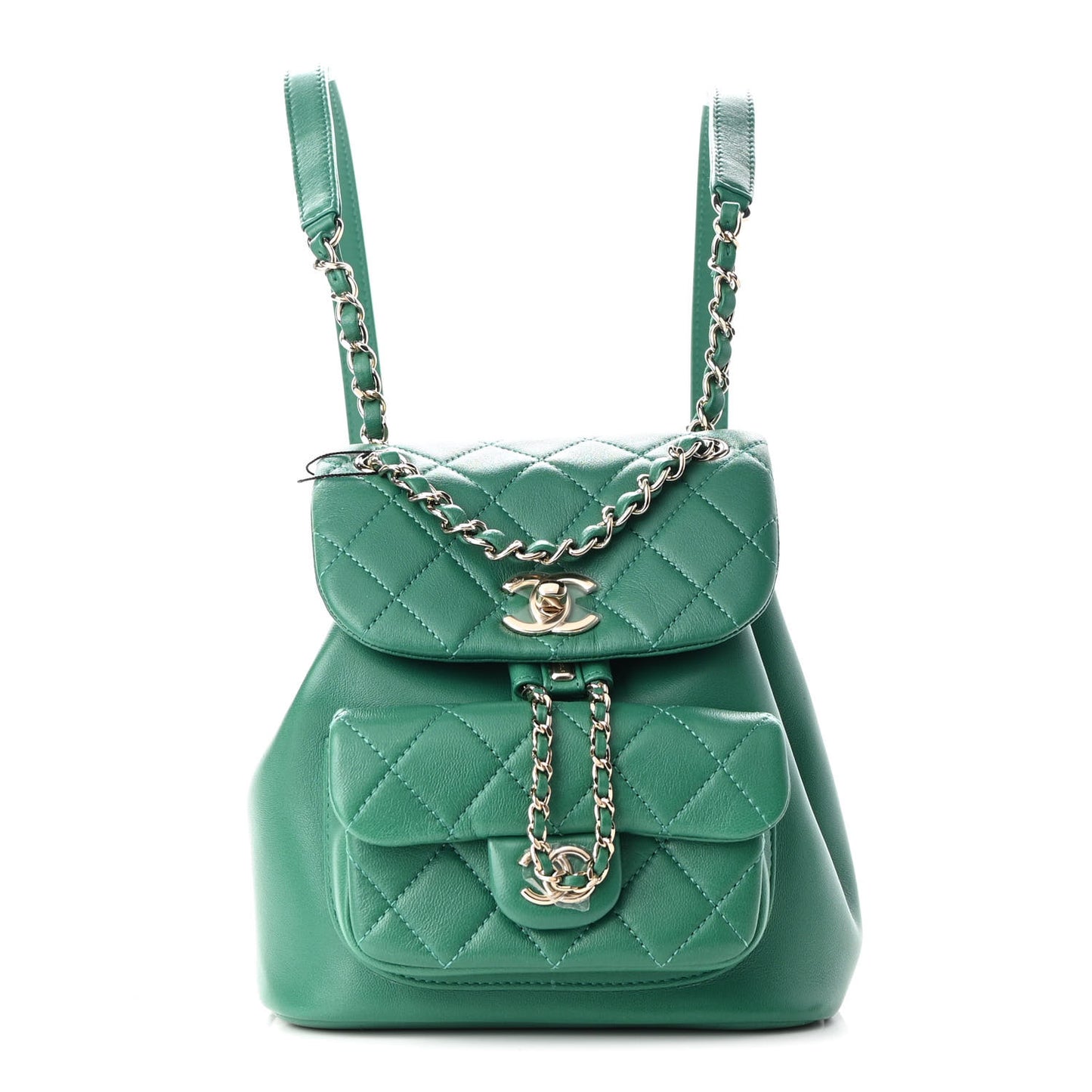 Lambskin Quilted Small Duma Drawstring Backpack Green