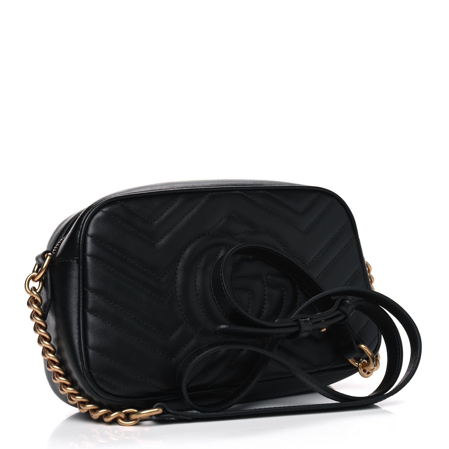 Calfskin Matelasse Small GG Marmont Chain Shoulder Bag Black
