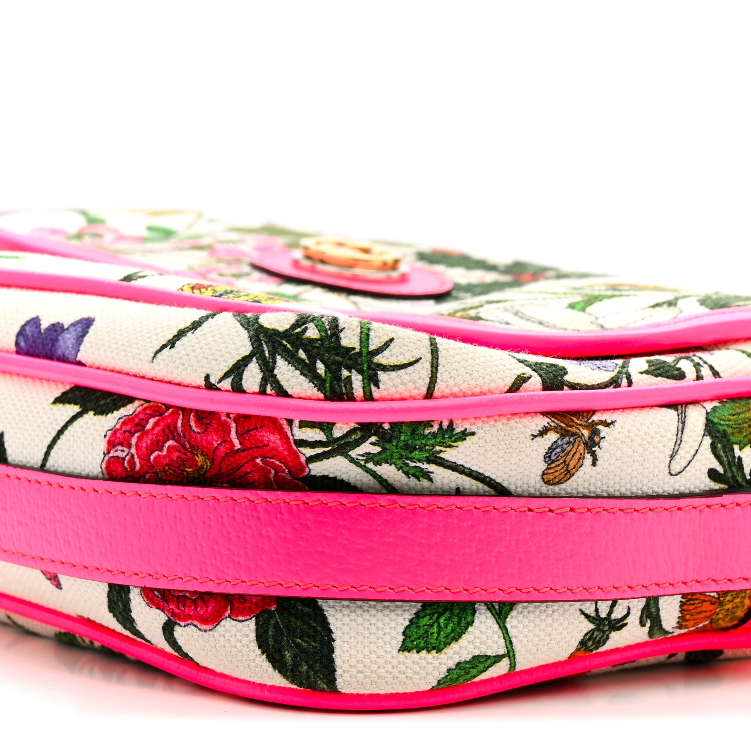 Gucci Canvas Flora Floral Shoulder Bag White Fuchsia Fluo 34 of 46
