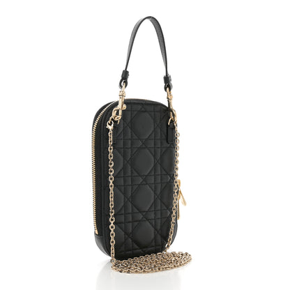 Christian Dior Lambskin Cannage Lady Dior Phone Holder Black 3 of 13