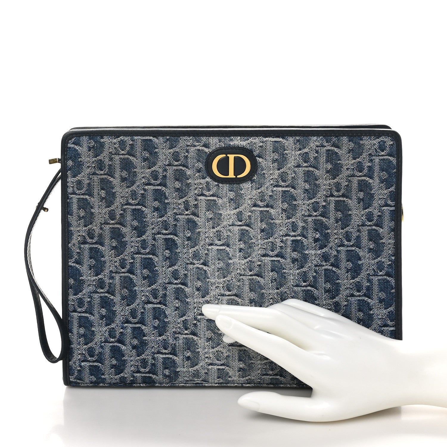 Christian Dior Denim Jacquard Oblique 30 Montaigne Dea Pouch  Blue 2 of 9