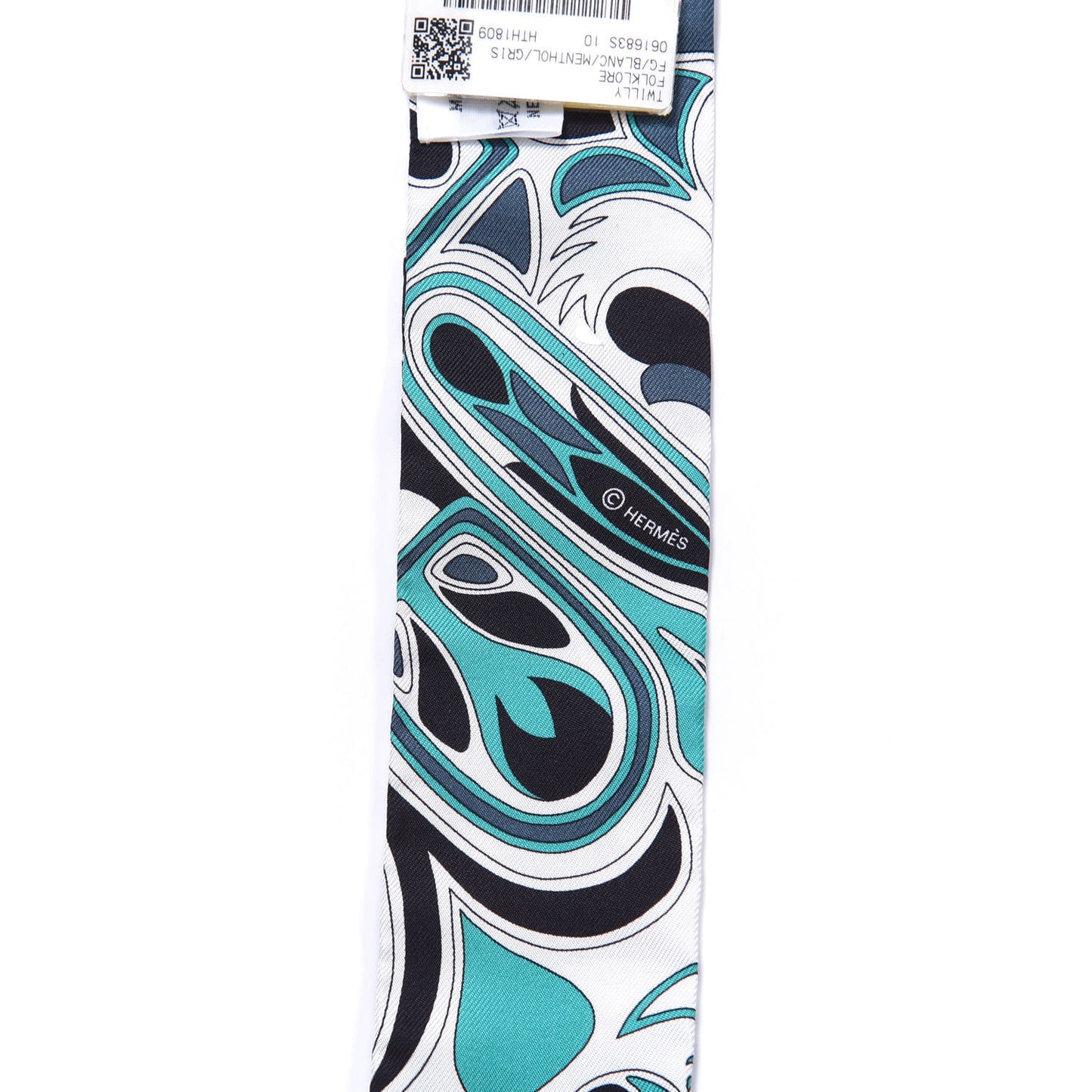 Silk Folklore Twilly White Menthol Gris