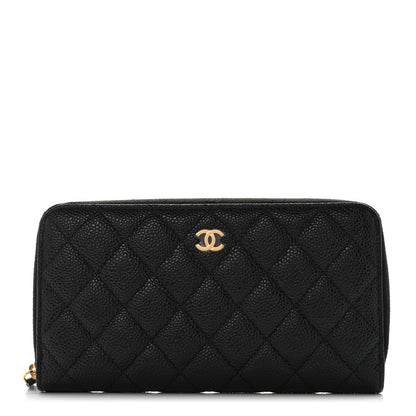 Chanel Caviar Quilted Large Gusset Zip Around Wallet Black 1 of 9