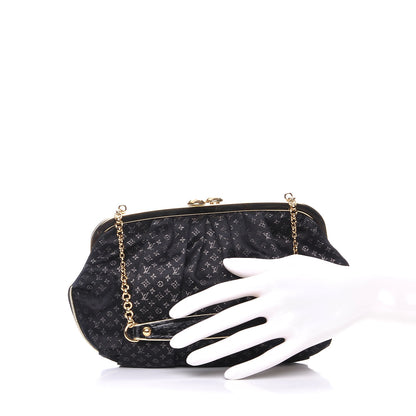 Louis Vuitton Satin Monogram Aumoniere Clutch Black 3 of 8