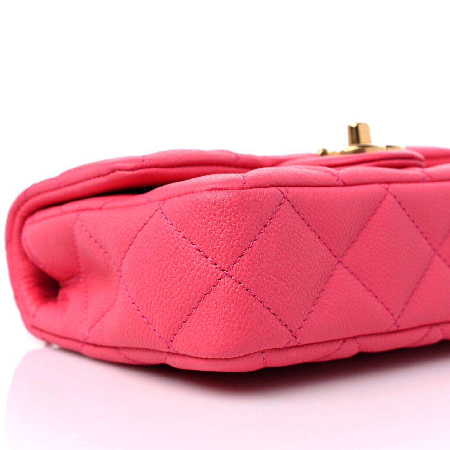 Caviar Quilted Sweetheart Mini Rectangular Flap Dark Pink