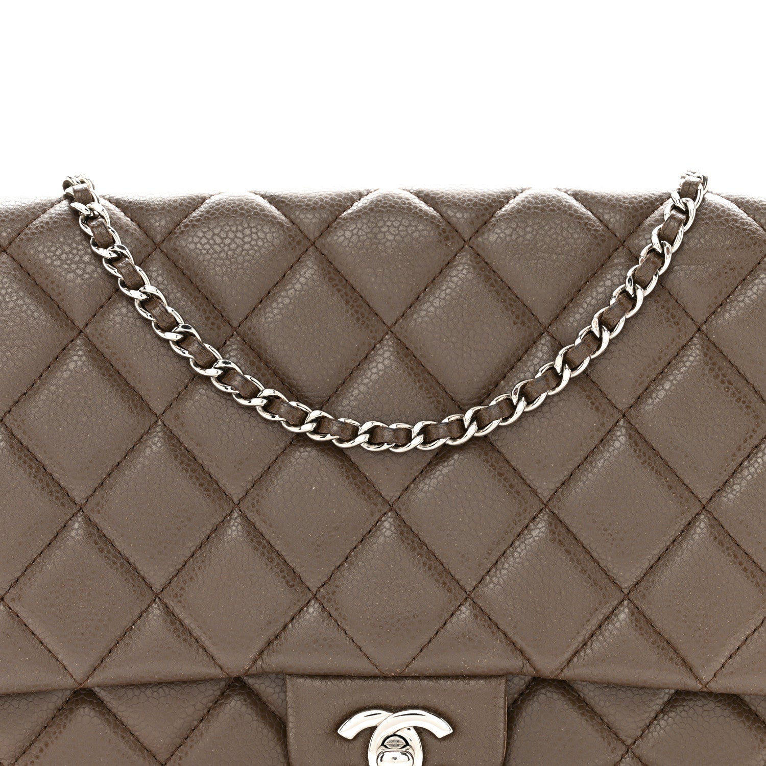 Chanel Caviar Quilted Clutch With Chain Flap Brown 8 of 14