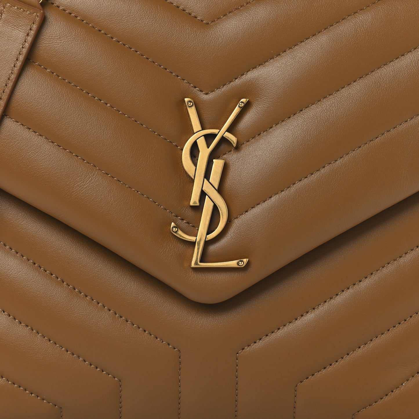 Calfskin Y Quilted Monogram Medium Loulou Chain Satchel Dark Natural