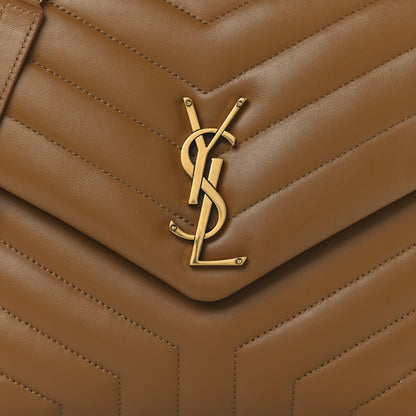 Saint Laurent Calfskin Y Quilted Monogram Medium Loulou Chain Satchel Dark Natural 8 of 10