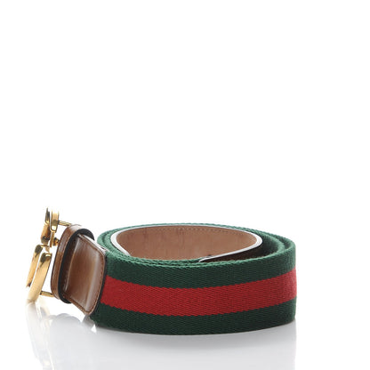 Gucci Nylon Calfskin Double G Web 40mm Belt 105 42 Green Red Cuir 3 of 5