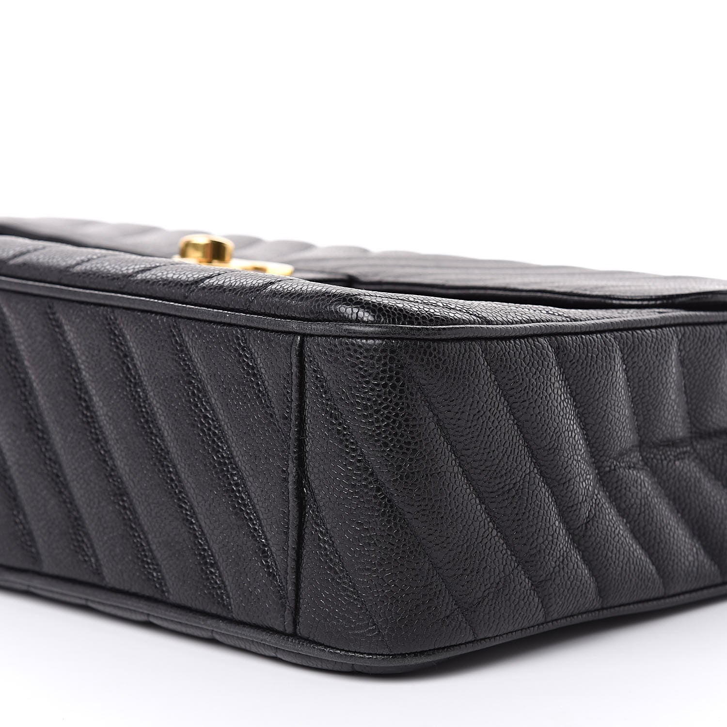 Chanel Caviar Chevron Quilted Maxi Single Flap Black 9 of 14