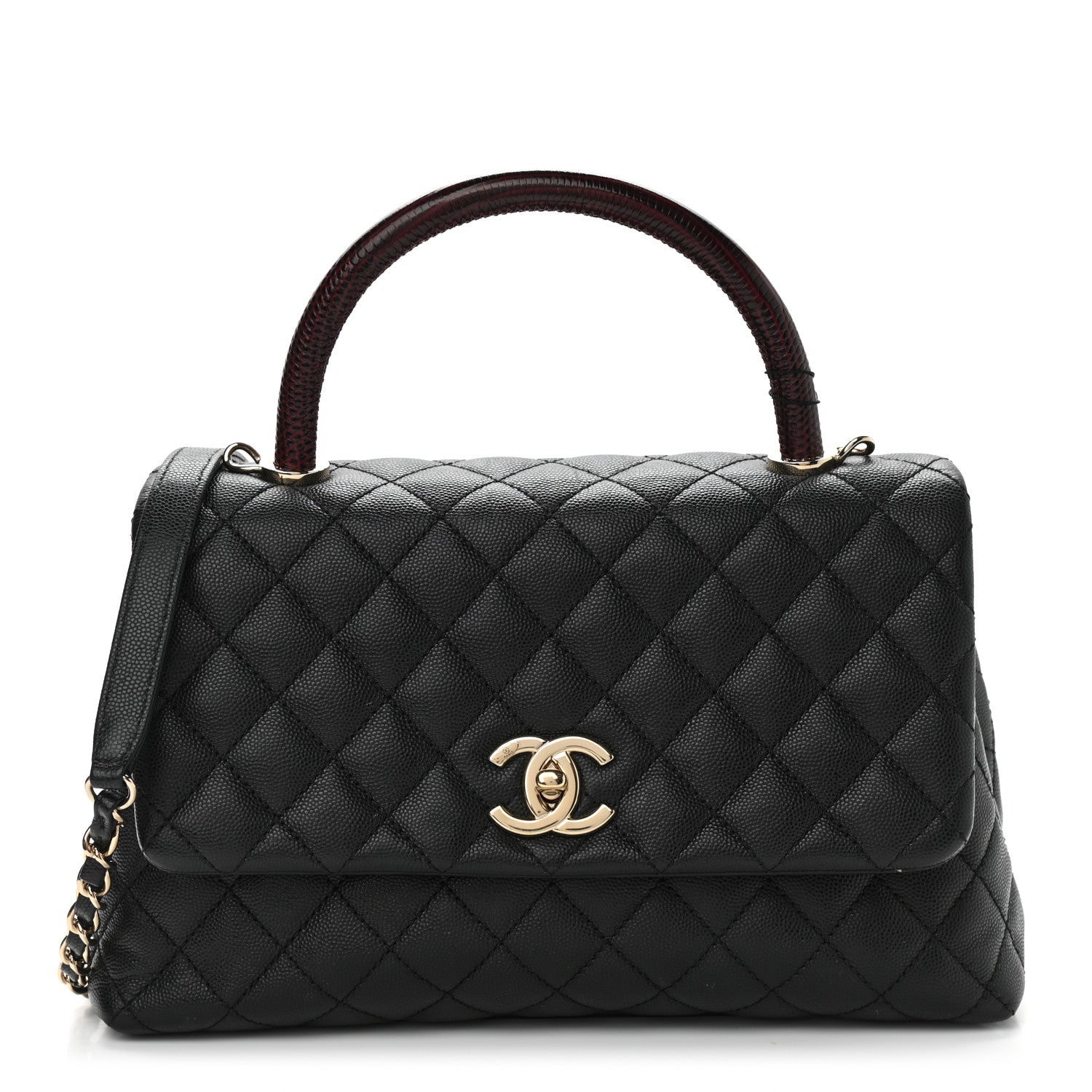 Chanel Caviar Lizard Embossed Quilted Small Coco Handle Flap Black 1 of 11