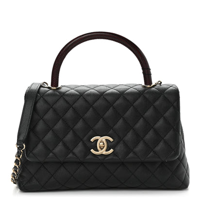 Chanel Caviar Lizard Embossed Quilted Small Coco Handle Flap Black 1 of 11