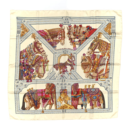 Hermes Silk La Danse du Cheval Marwari Scarf 90 Vanille Bleu Gris Multicolor 1 of 5