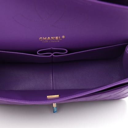 Chanel Caviar Quilted Jumbo Double Flap Dark Purple 5 of 11