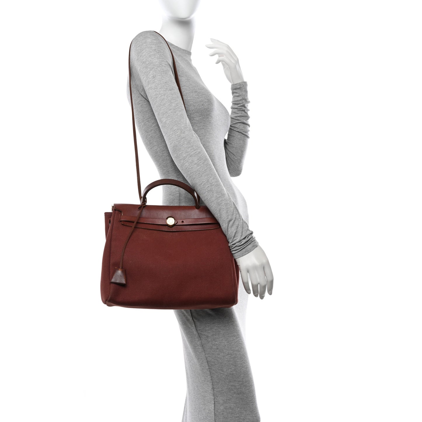 Toile Vache Calfskin Herbag 30 PM Havane