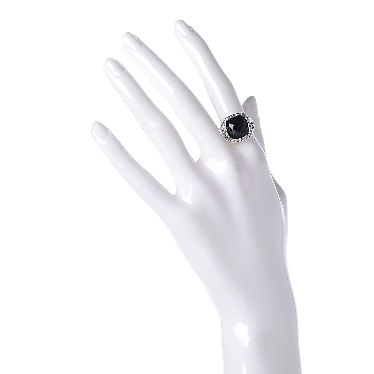 David Yurman Sterling Silver Diamond Black Onyx 11mm Albion Ring 52 6 2 of 5