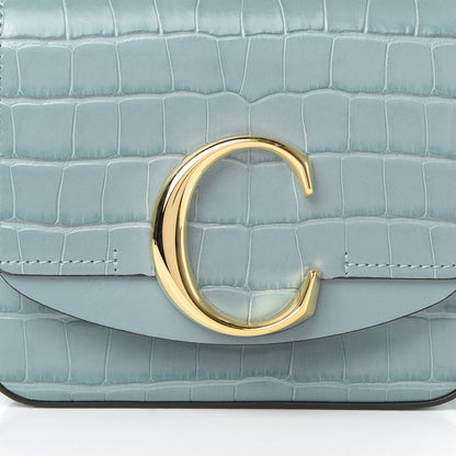 Chloe Calfskin Crocodile Embossed Mini C Bag Faded Blue 8 of 10