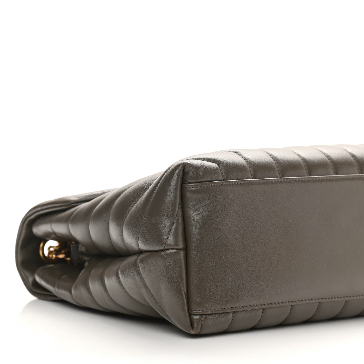 Calfskin Y Quilted Monogram Medium Loulou Chain Satchel Dark Khaki