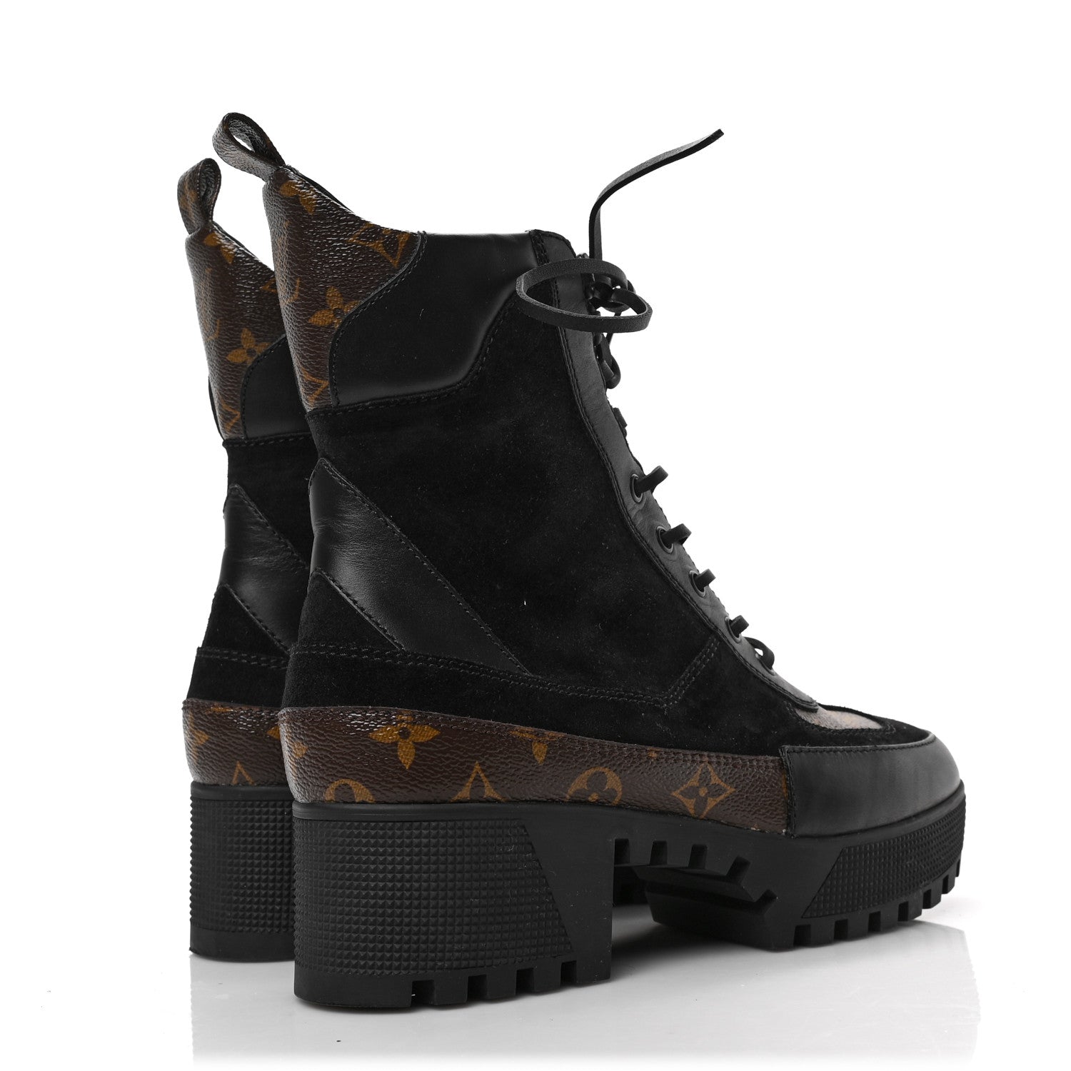 Louis Vuitton Suede Calfskin Monogram Laureate Platform Desert Boots 40 Black 4 of 6