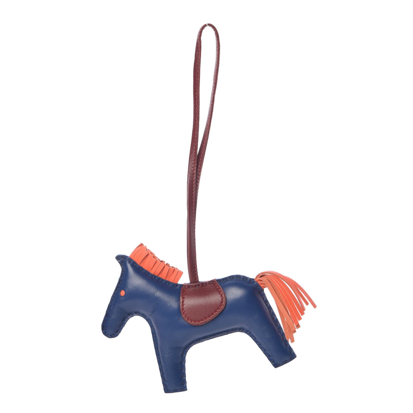 Milo Lambskin Grigri Rodeo Horse Bag Charm MM Bleu de Malte Rouge H Peony