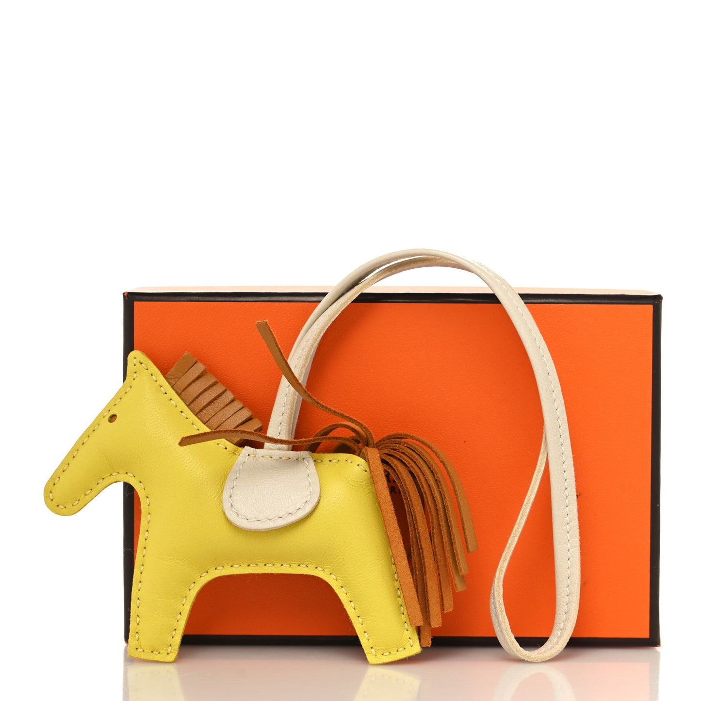 Milo Lambskin Grigri Rodeo Horse Bag Charm PM Lime Sesame Craie