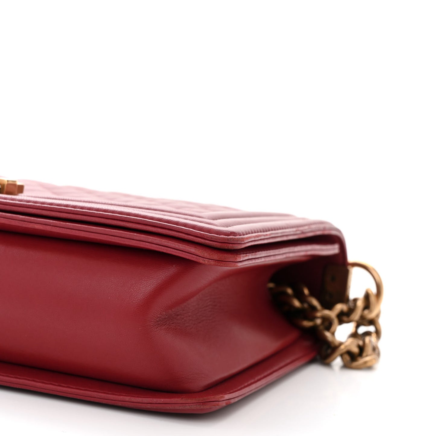 Lambskin Quilted New Medium Boy Flap Dark Red