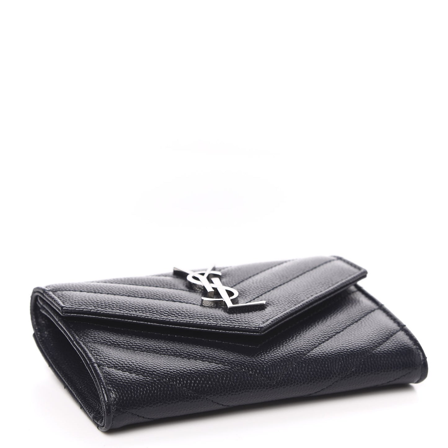 Grain De Poudre Matelasse Chevron Small Monogram Envelope Wallet Deep Marine