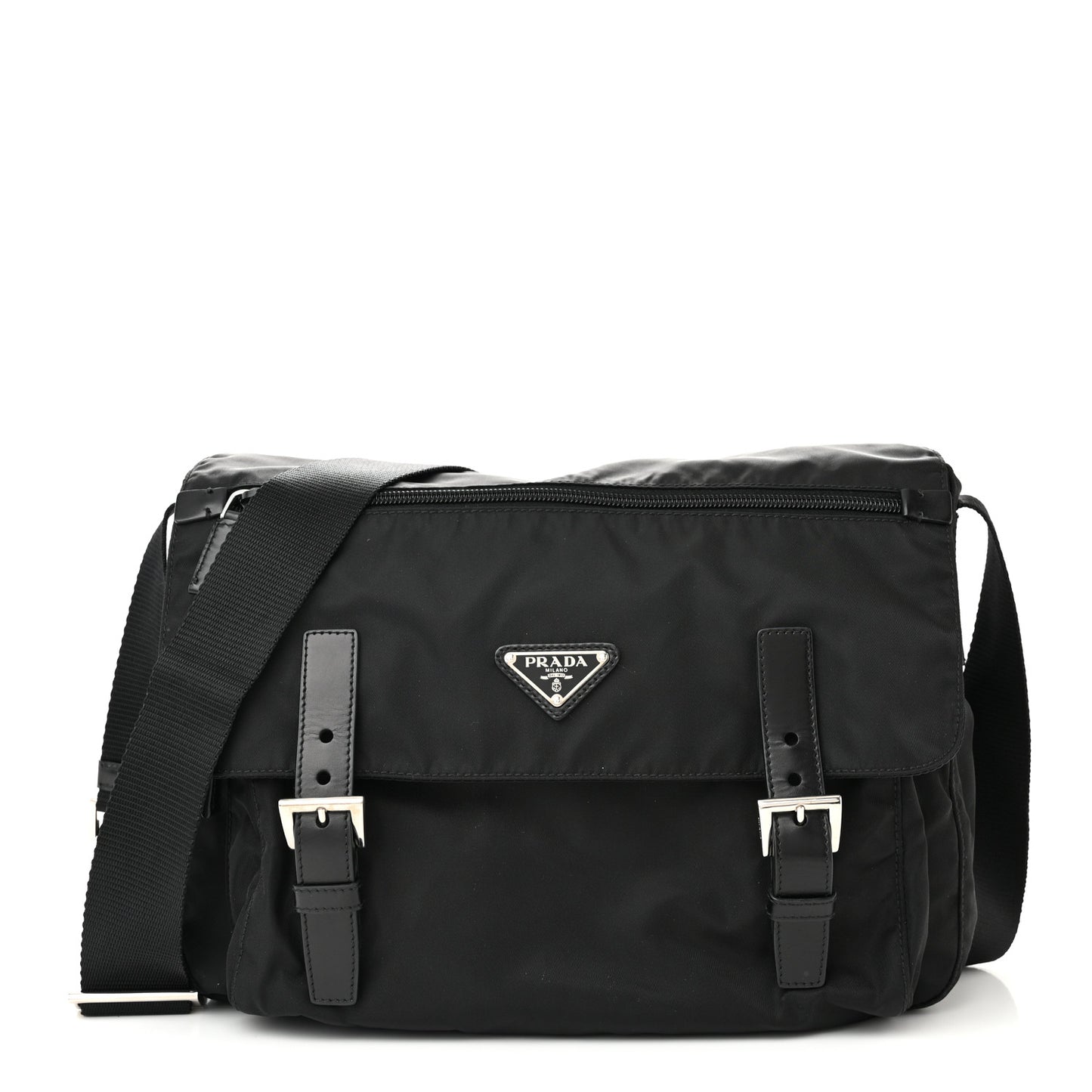 Tessuto Nylon Saffiano Vela Messenger Bag Black