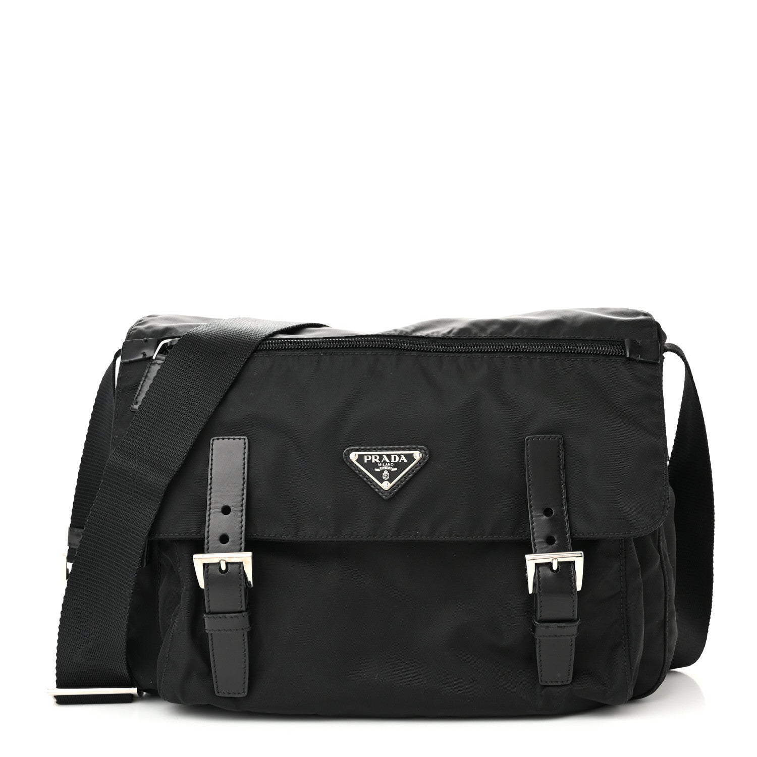 Prada Tessuto Nylon Saffiano Vela Messenger Bag Black 1 of 10