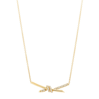 Tiffany 18K Yellow Gold Diamond Knot Necklace 1 of 7