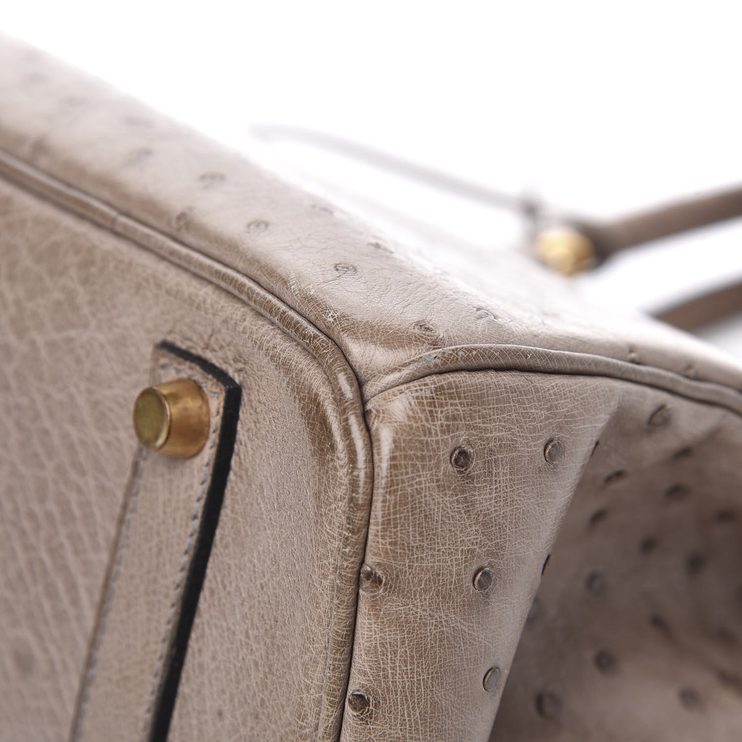 Ostrich Birkin 35 Gris Tourterelle