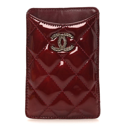 Chanel Patent Quilted Brilliant Vertical Card Holder Light Burgundy 1 of 8