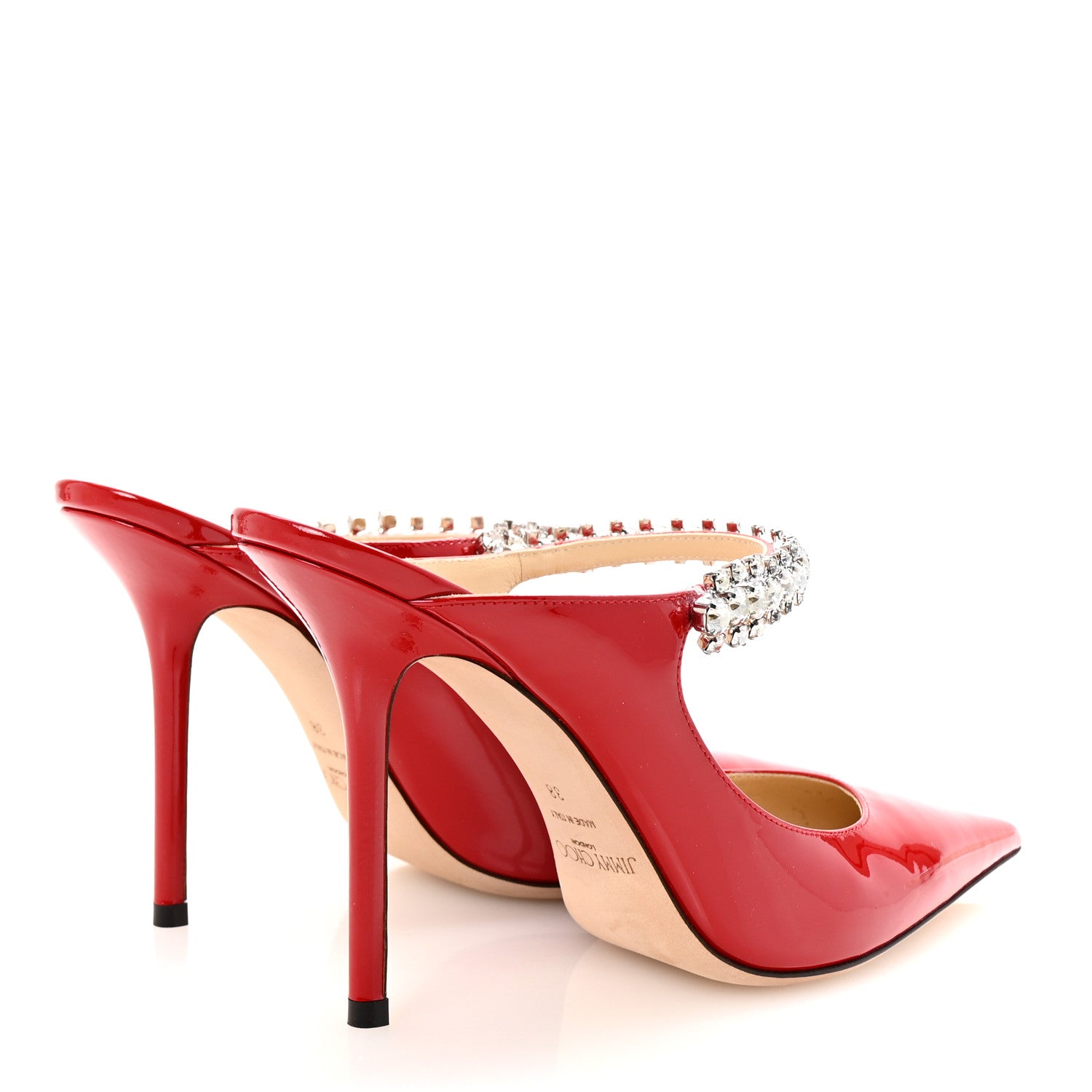 Jimmy Choo Patent Crystal Bing 100 Pumps 38 Red 5 of 9