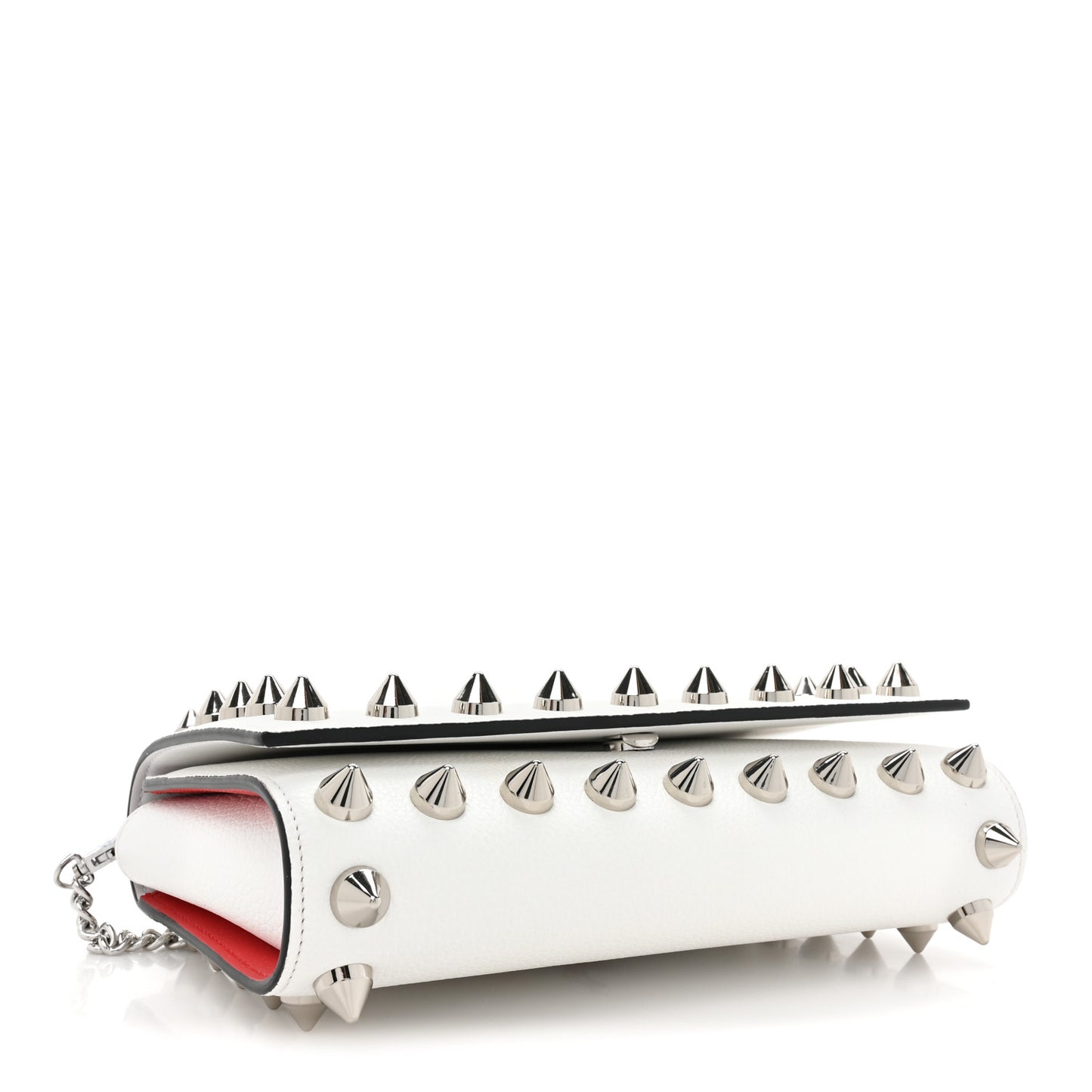 Calfskin Empire Maxi Spikes Paloma Clutch White