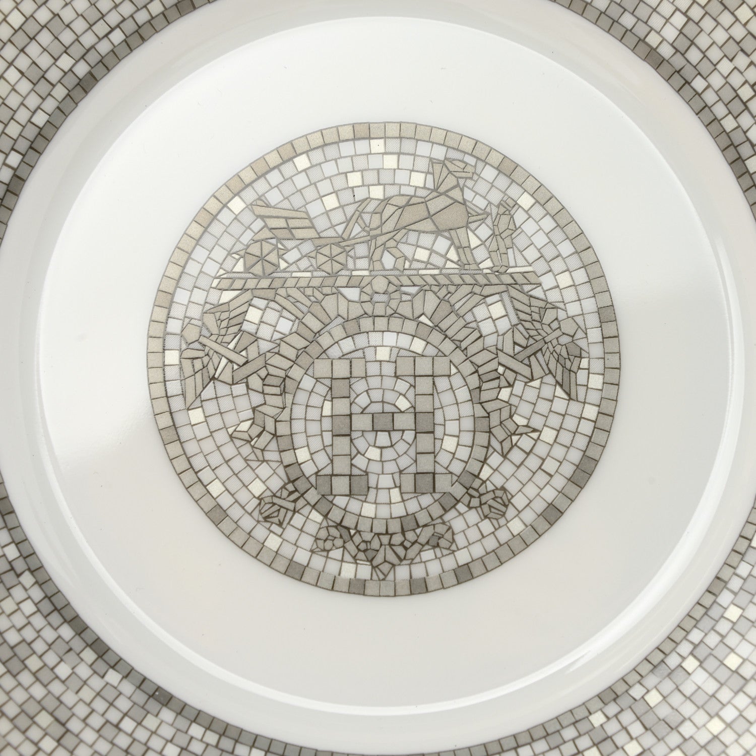 Hermes Porcelain Mosaique Au 24 Breakfast Cup And Saucer Set Of 2 Platine 9 of 11