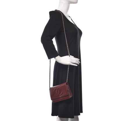 Chanel Caviar Timeless CC Wallet on Chain WOC Dark Red 2 of 18