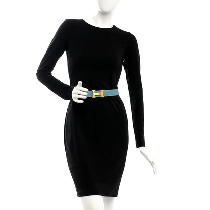 Hermes Epsom Swift 32mm H Belt 80 Blue Jean White 2 of 9