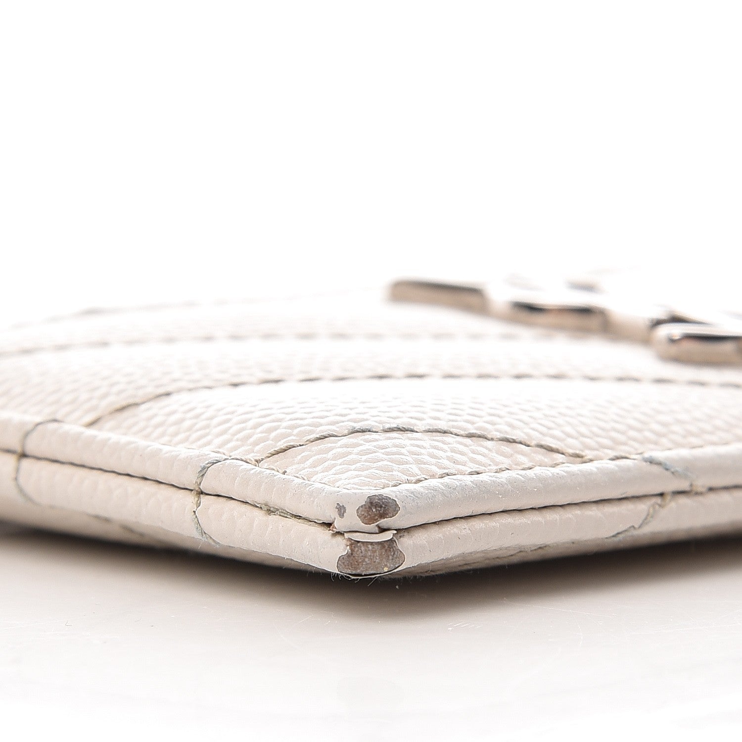 Saint Laurent Grain De Poudre Matelasse Chevron Card Case Icy White 8 of 22