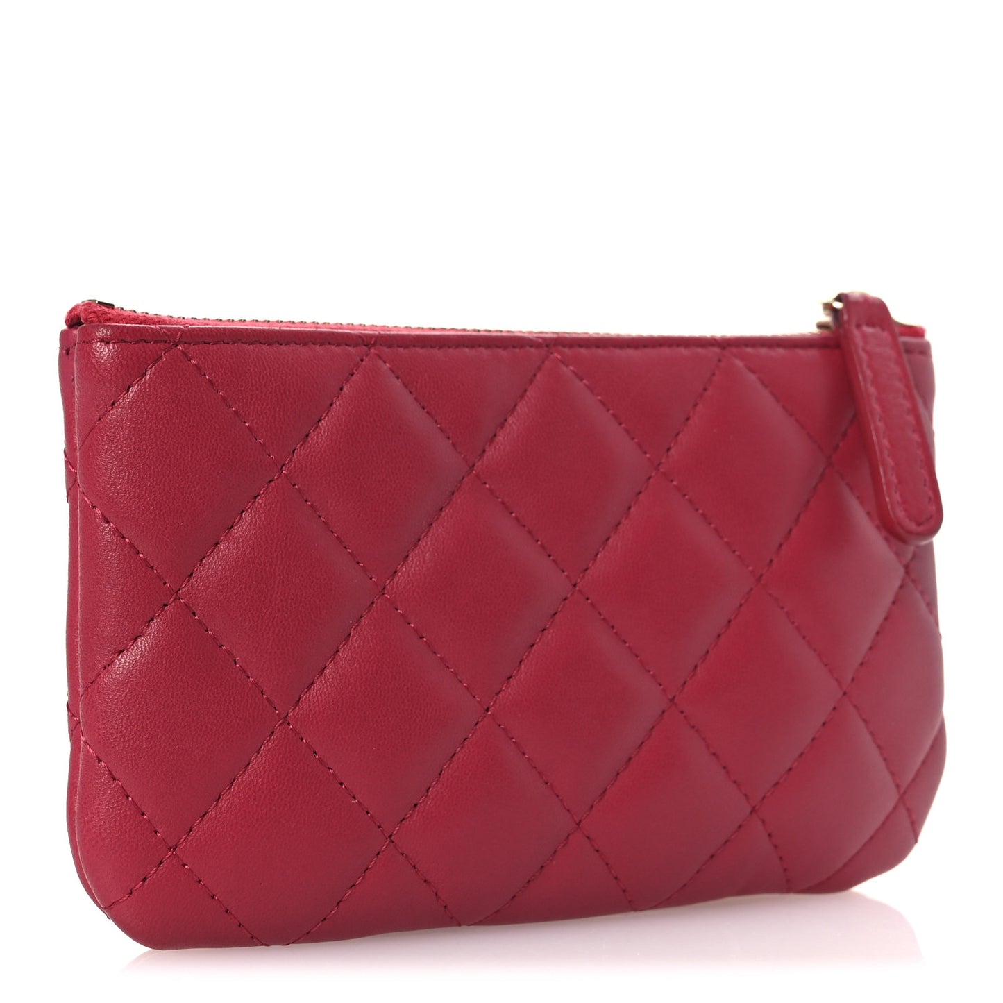 Lambskin Quilted Small Cosmetic Case Dark Pink