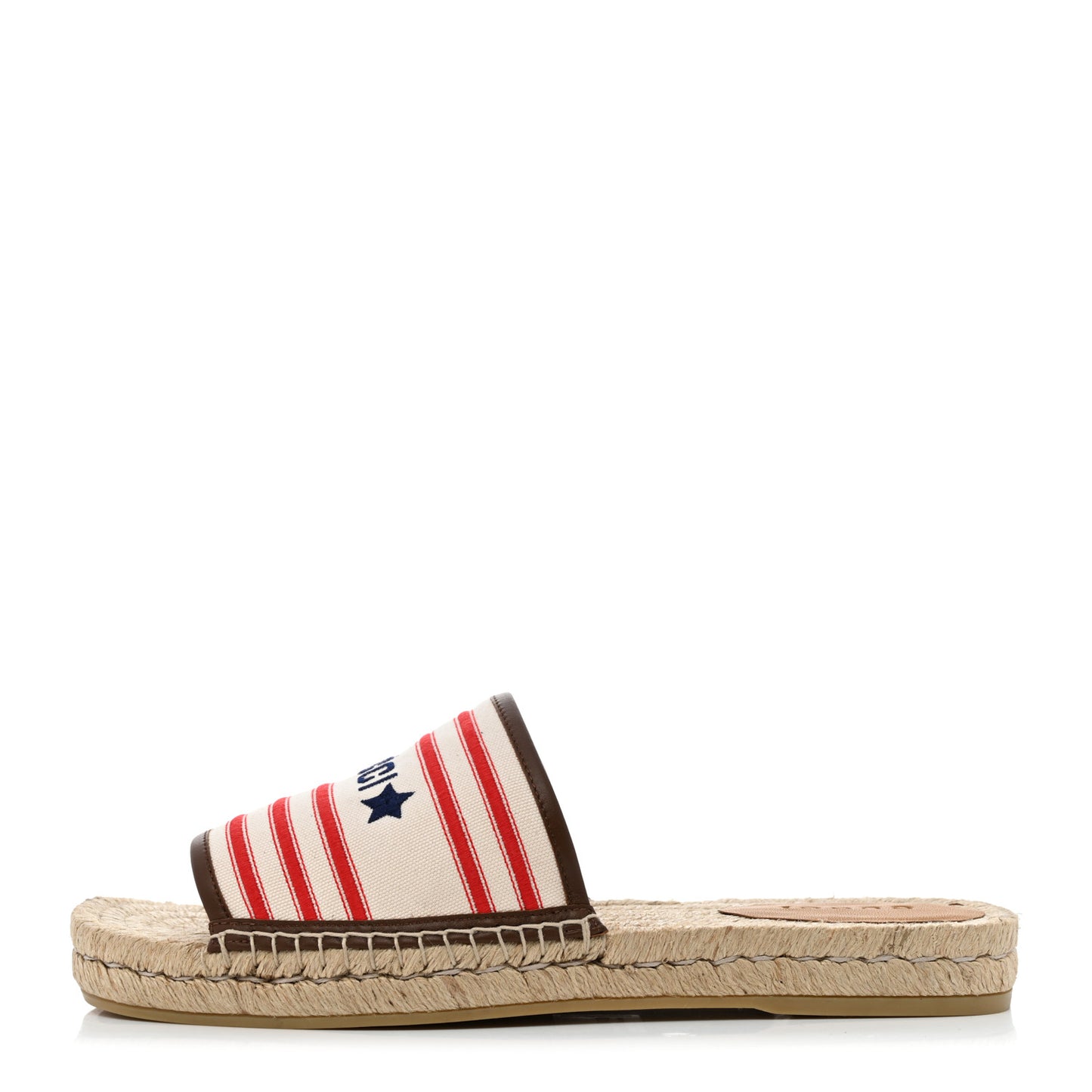Canvas Miro Soft Calfskin Striped Mens Espadrille Flat Slide Sandals 10 Greggio Brown Sugar