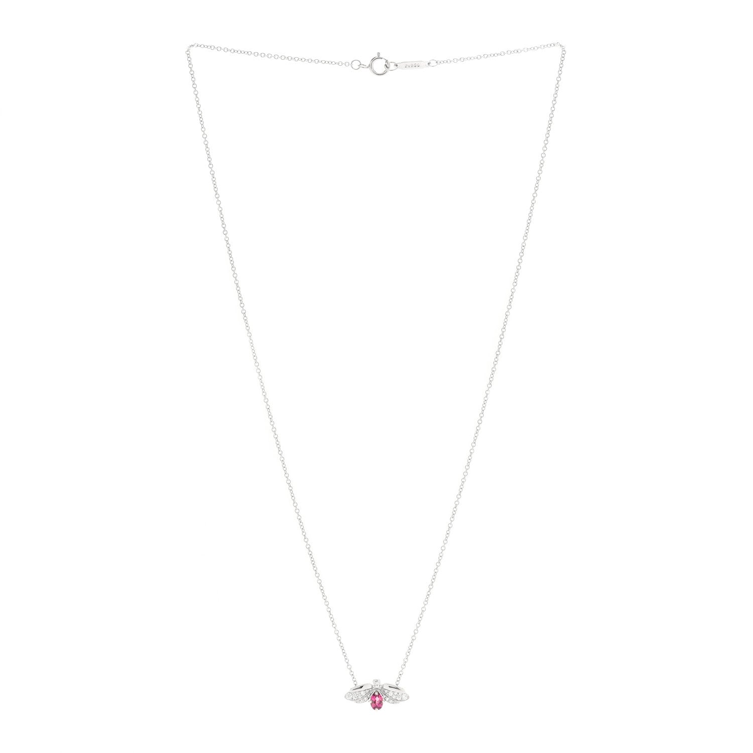 Tiffany Platinum Diamond Rubellite Paper Flowers Firefly Pendant Necklace 3 of 7