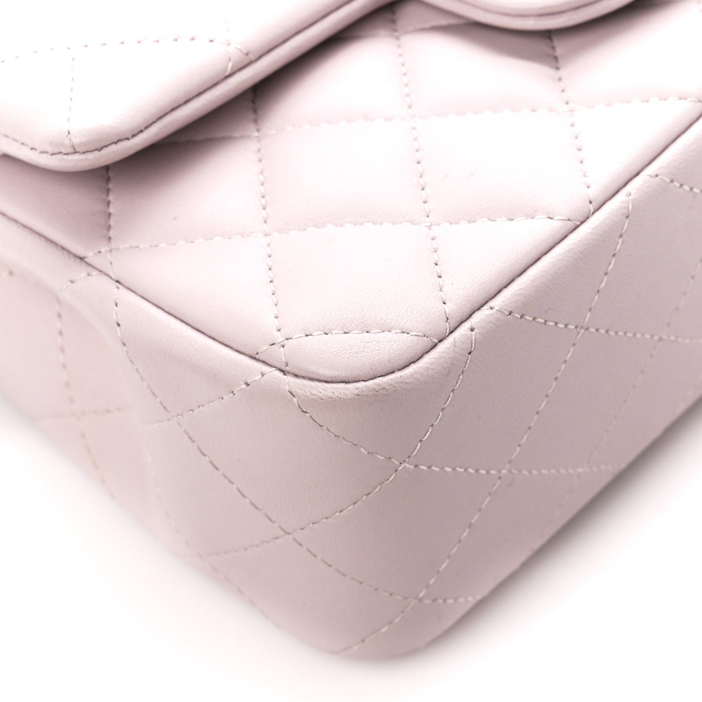 Lambskin Quilted Mini Rectangular Flap Light Purple
