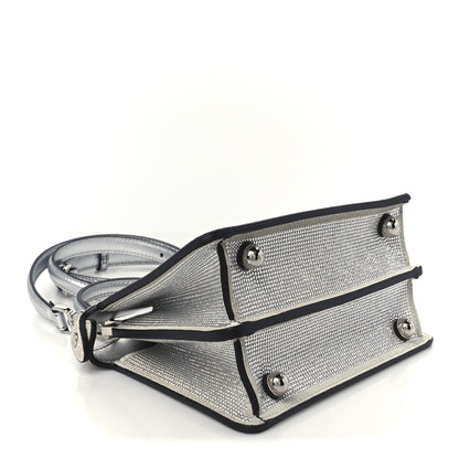 Fendi Crystal Vitello Laminato FF Petite Peekaboo I SEE U Satchel Crystal Argento 4 of 14