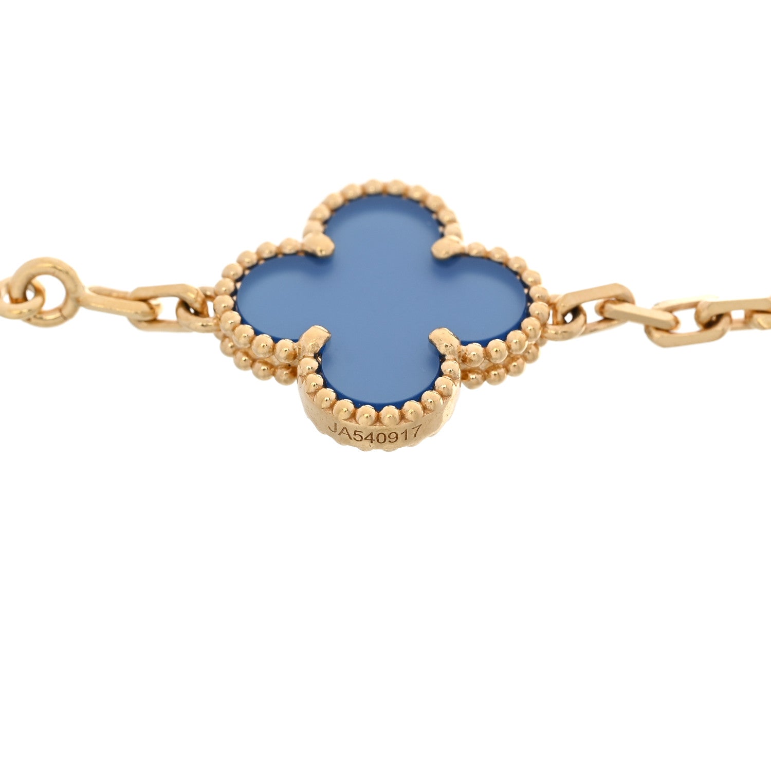 Van Cleef & Arpels 18K Yellow Gold Blue Agate 5 Motifs Vintage Alhambra Bracelet 4 of 4