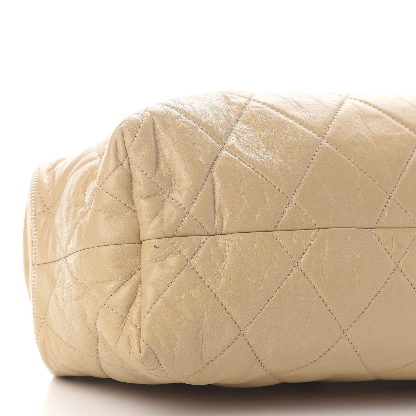 Lambskin Quilted East West Accordion Flap Beige