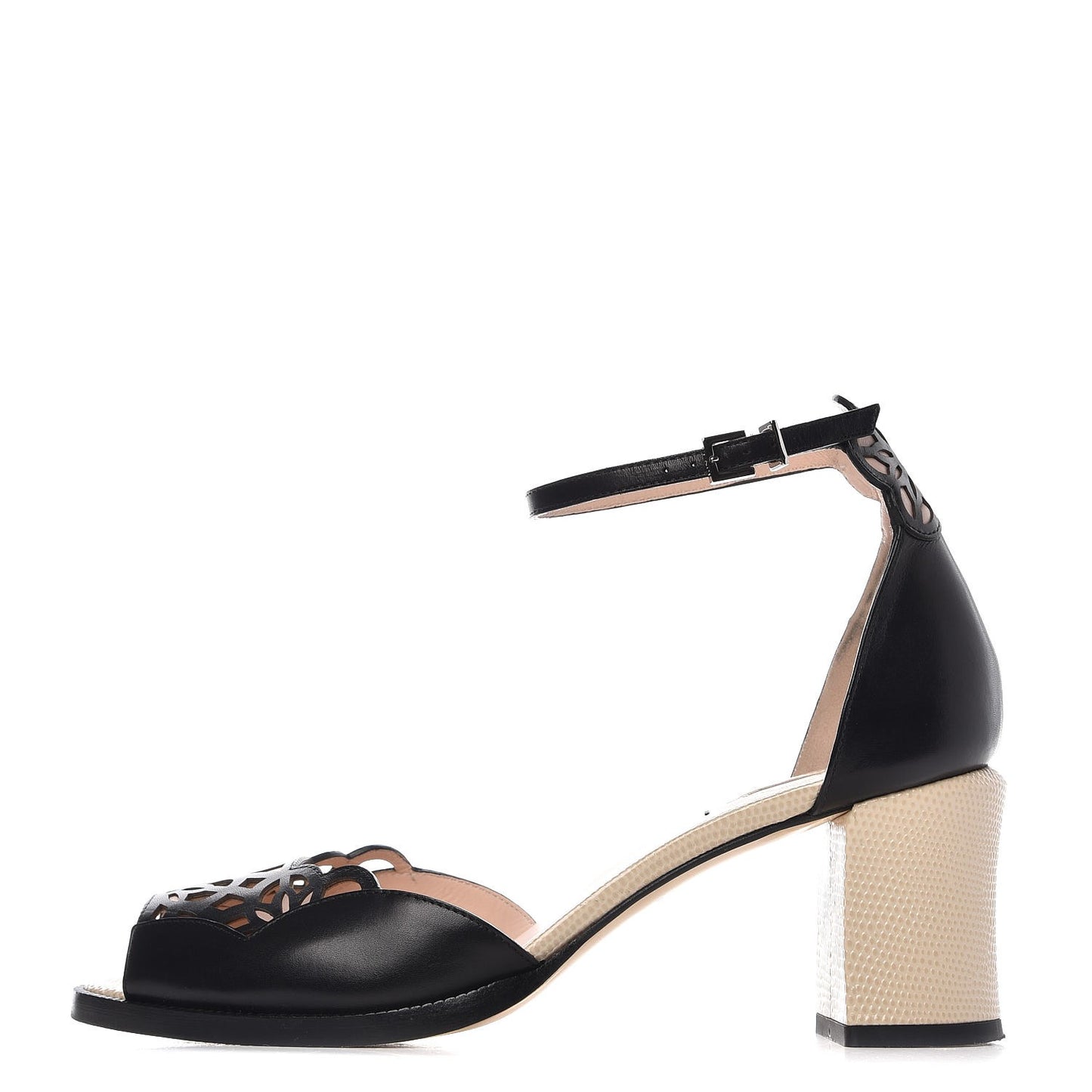 Calfskin Chameleon 65 Ankle Sandals 40 Black Peony Makeup