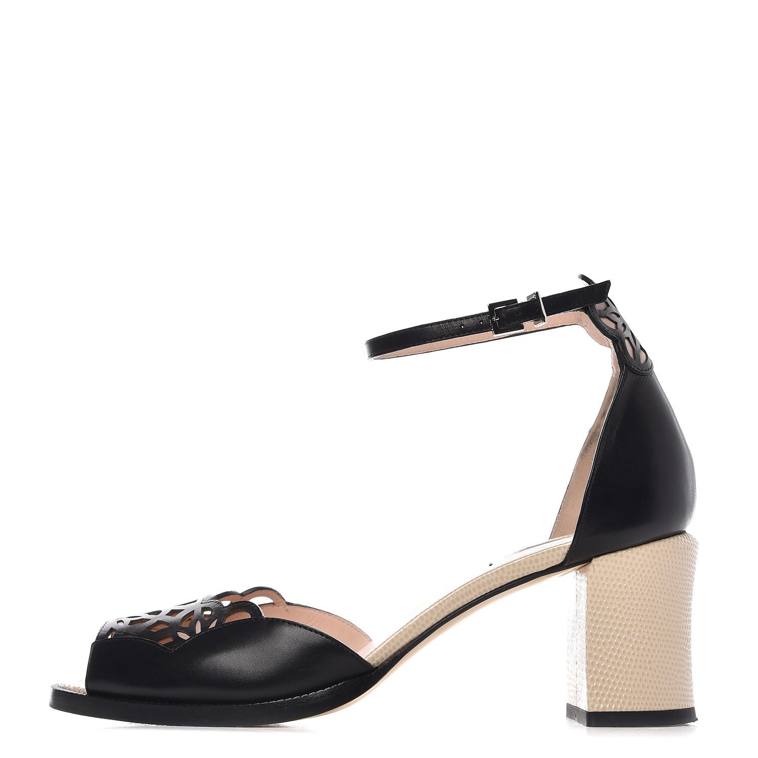 Fendi Calfskin Chameleon 65 Ankle Sandals 40 Black Peony Makeup 1 of 10