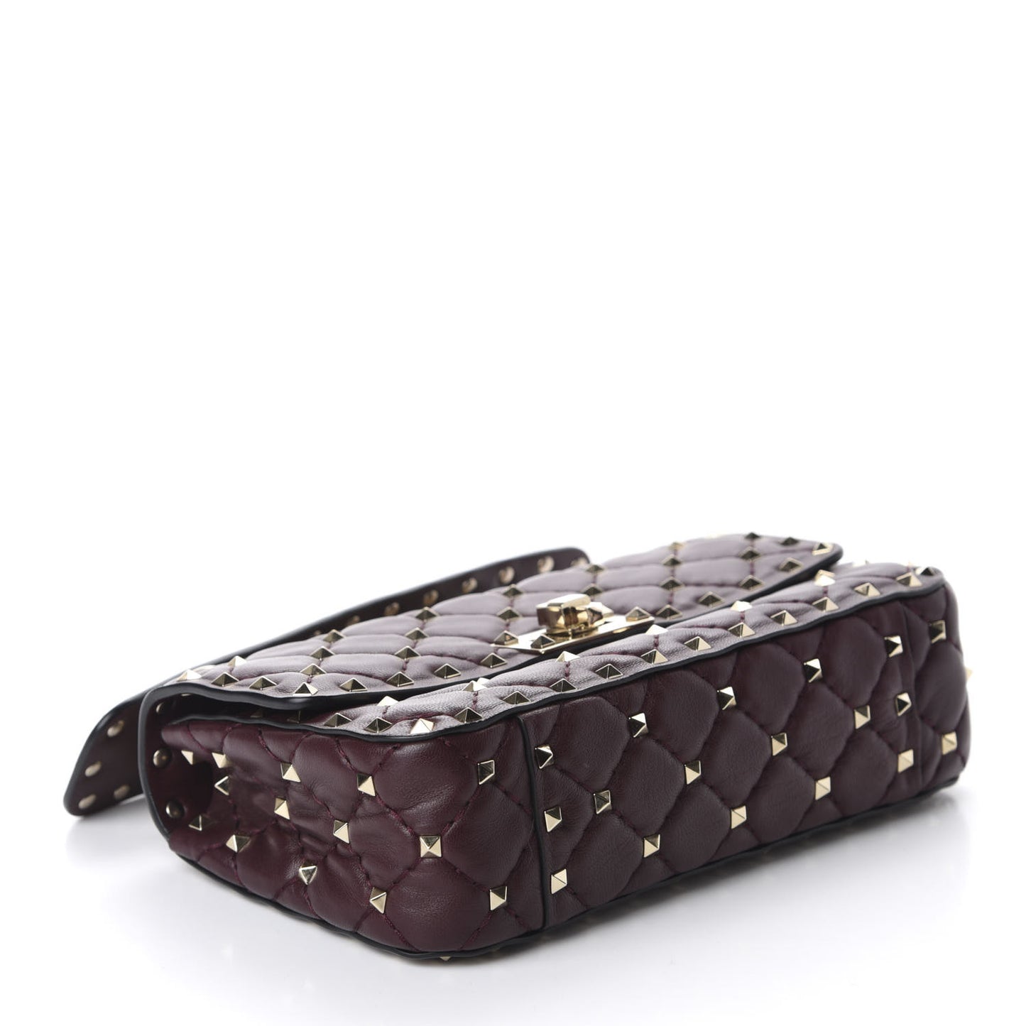 Lambskin Small Rockstud Spike Shoulder Bag Rubin